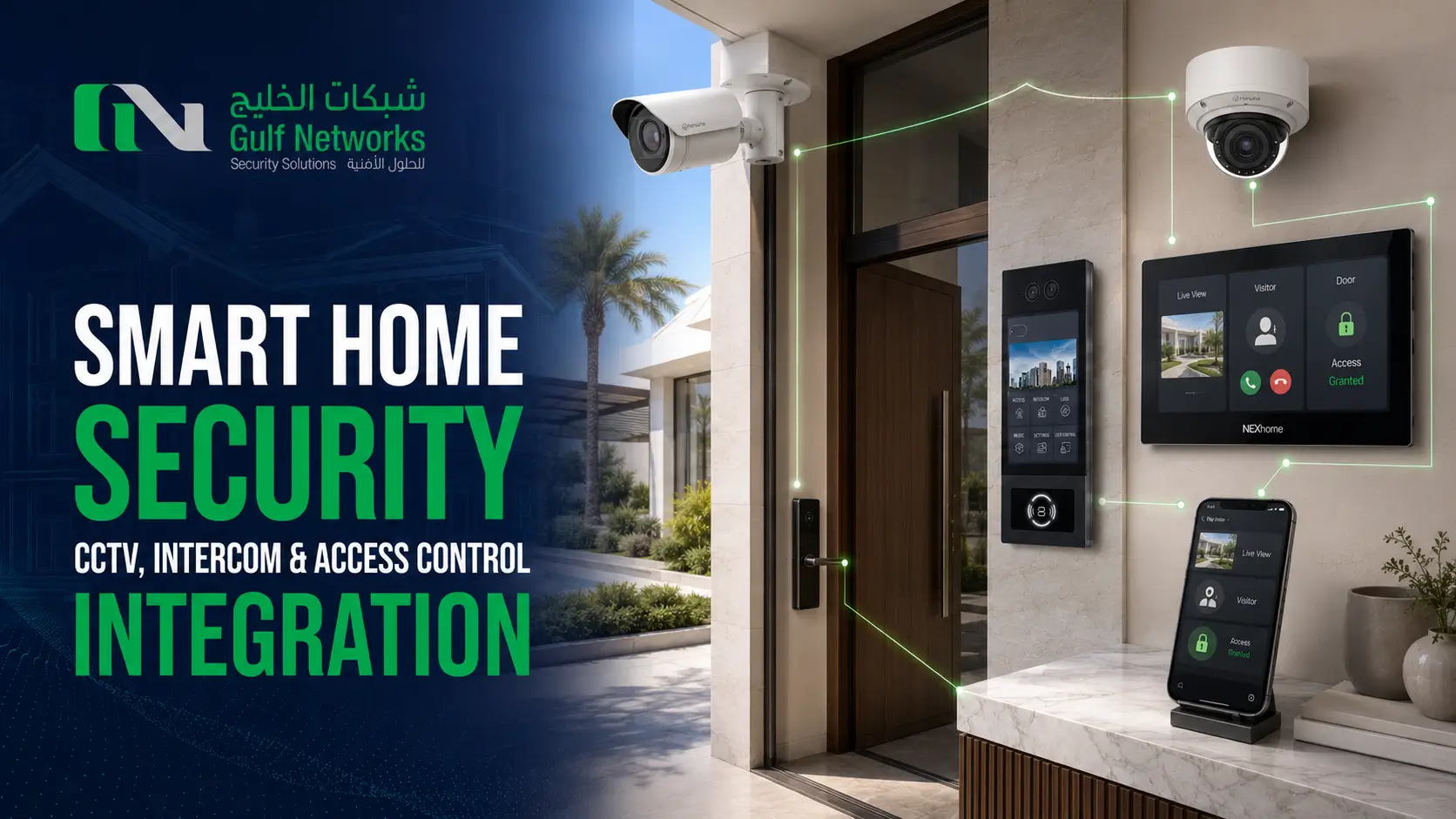 Smart home security in Qatar with CCTV, video intercom, access control and smart villa automation